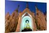 Temple at Shwedagon Paya (Pagoda) Floodlit at Night, Yangon (Rangoon), Myanmar (Burma), Asia-Lee Frost-Mounted Photographic Print