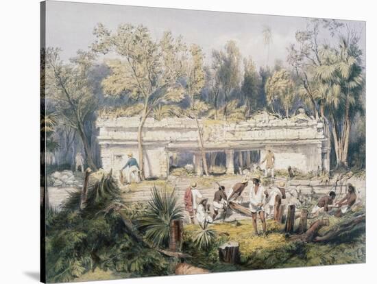 Temple at Tulum-Frederick Catherwood-Stretched Canvas