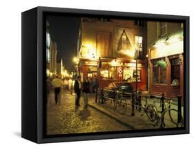 Temple Bar area at night, Dublin, Ireland-Alan Klehr-Framed Stretched Canvas