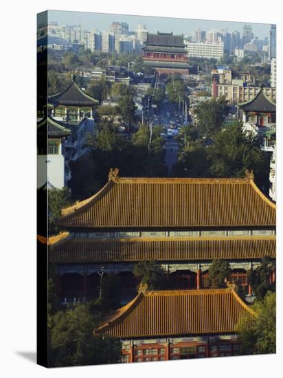 Temple Buildings in Jingshan Park Looking Down to the Drum Tower in the Distance, Beijing, China-Kober Christian-Stretched Canvas