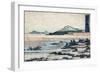 Temple Buildings in Landscape with Mountains, Japanese Wood-Cut Print-Lantern Press-Framed Art Print