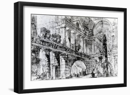 Temple Courtyard (Pen and Ink on Paper)-Giovanni Battista Piranesi-Framed Giclee Print