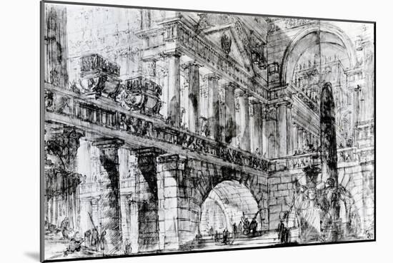 Temple Courtyard (Pen and Ink on Paper)-Giovanni Battista Piranesi-Mounted Giclee Print