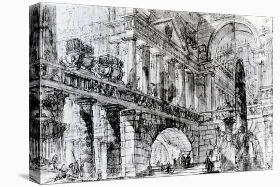 Temple Courtyard (Pen and Ink on Paper)-Giovanni Battista Piranesi-Stretched Canvas