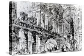 Temple Courtyard (Pen and Ink on Paper)-Giovanni Battista Piranesi-Stretched Canvas