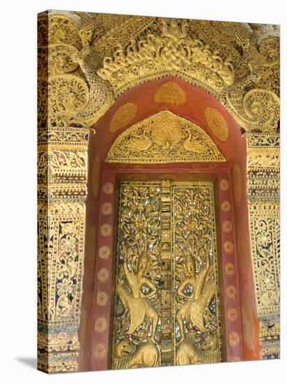 Temple Door, Wat Paphaimsaiyaram, Luang Prabang, Laos, Indochina, Southeast Asia, Asia-Richard Maschmeyer-Stretched Canvas