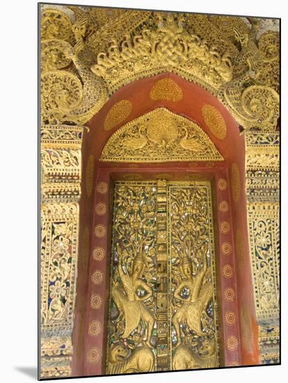 Temple Door, Wat Paphaimsaiyaram, Luang Prabang, Laos, Indochina, Southeast Asia, Asia-Richard Maschmeyer-Mounted Photographic Print