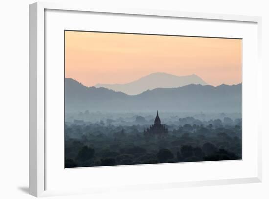 Temple in Early Morning Mist at Dawn, Bagan (Pagan), Myanmar (Burma)-Stephen Studd-Framed Photographic Print