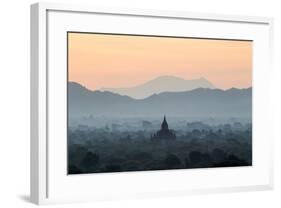 Temple in Early Morning Mist at Dawn, Bagan (Pagan), Myanmar (Burma)-Stephen Studd-Framed Photographic Print