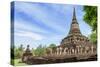 Temple in Si Satchanalai decorated with elephant sculptures, Sukhothai, UNESCO World Heritage Site,-Alex Robinson-Stretched Canvas