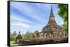 Temple in Si Satchanalai decorated with elephant sculptures, Sukhothai, UNESCO World Heritage Site,-Alex Robinson-Framed Stretched Canvas