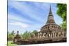 Temple in Si Satchanalai decorated with elephant sculptures, Sukhothai, UNESCO World Heritage Site,-Alex Robinson-Stretched Canvas