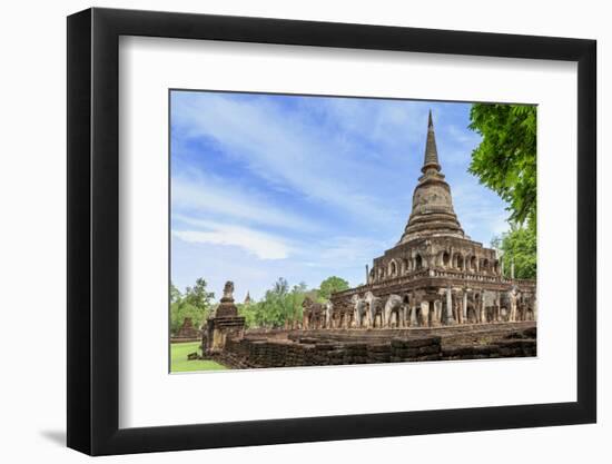 Temple in Si Satchanalai decorated with elephant sculptures, Sukhothai, UNESCO World Heritage Site,-Alex Robinson-Framed Photographic Print