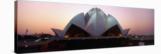 Temple Lit Up at Dusk, Lotus Temple, Delhi, India-null-Stretched Canvas