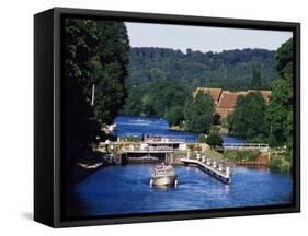 Temple Lock on the River Thames, Near Bisham, Berkshire, England, United Kingdom-David Hughes-Framed Stretched Canvas