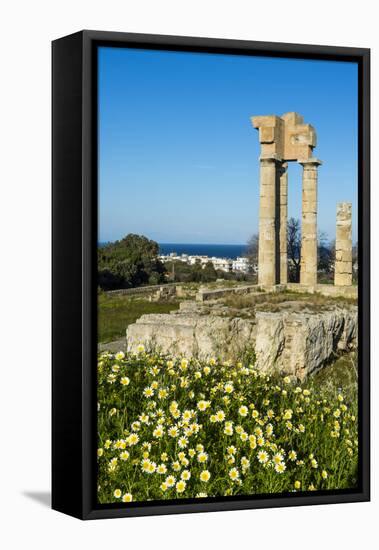 Temple of Apollo at the Acropolis, Rhodes, Dodecanese, Greek Islands, Greece, Europe-Michael Runkel-Framed Stretched Canvas