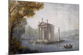 Temple of Asclepius in Pond at Villa Borghese in Rome-null-Mounted Giclee Print