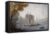 Temple of Asclepius in Pond at Villa Borghese in Rome-null-Framed Stretched Canvas