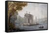 Temple of Asclepius in Pond at Villa Borghese in Rome-null-Framed Stretched Canvas
