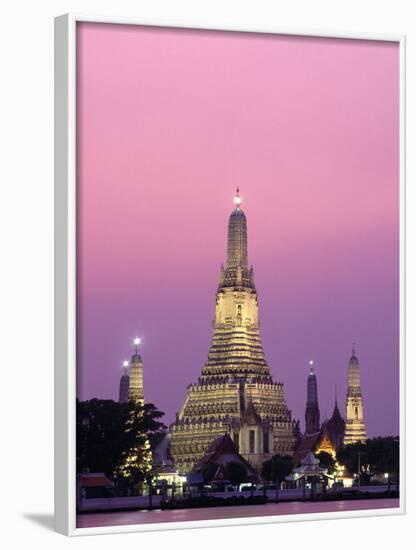 Temple of Dawn and Chao Phraya River, Night View, Bangkok, Thailand-Steve Vidler-Framed Photographic Print