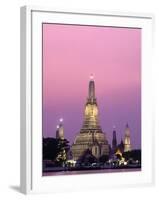 Temple of Dawn and Chao Phraya River, Night View, Bangkok, Thailand-Steve Vidler-Framed Photographic Print