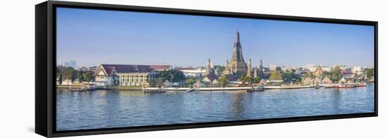 Temple of Dawn (Wat Arun) and Bangkok, Thailand-Jon Arnold-Framed Stretched Canvas