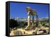 Temple of Diosuri, Agrigento, Sicily, Italy. Agrigento Town Behind-Peter Thompson-Framed Stretched Canvas