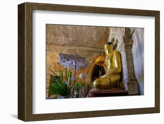 Temple of Htilo Milo, Dated 13th Century, Sitting Buddha Statue, Bagan (Pagan), Myanmar (Burma)-Nathalie Cuvelier-Framed Photographic Print