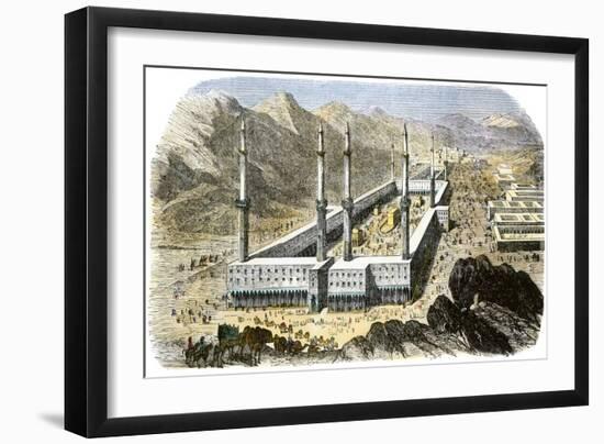 Temple of Mecca Surrounded by Religious Pilgrims, 1850s-null-Framed Giclee Print