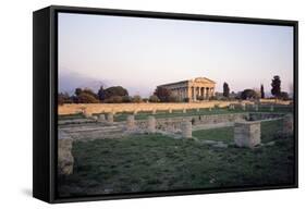 Temple of Poseidon at Sunset-null-Framed Stretched Canvas