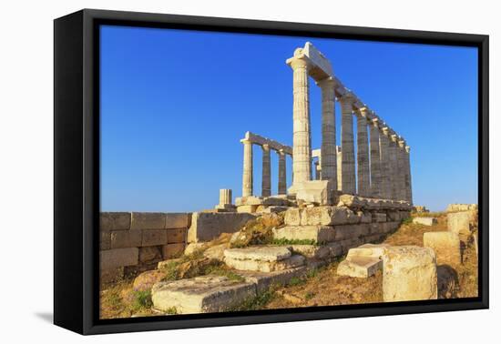 Temple of Poseidon, Cape Sounion, Attica, Greece-Marco Simoni-Framed Stretched Canvas