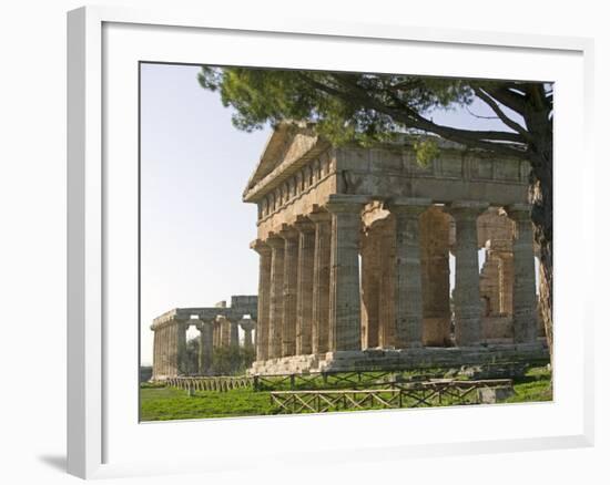 Temple of Poseidon,Temple of Hera Beyond, Paestum, Campania, Italy-Marco Cristofori-Framed Photographic Print