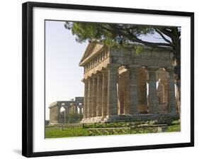 Temple of Poseidon,Temple of Hera Beyond, Paestum, Campania, Italy-Marco Cristofori-Framed Photographic Print