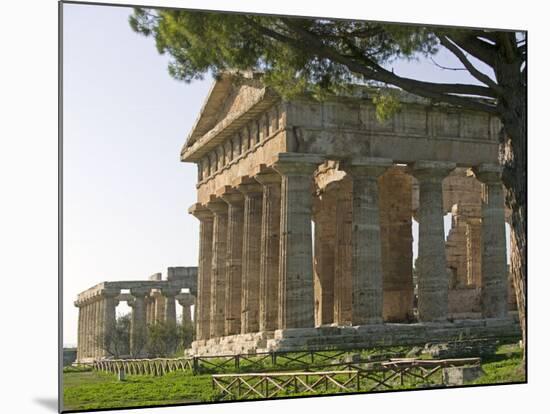 Temple of Poseidon,Temple of Hera Beyond, Paestum, Campania, Italy-Marco Cristofori-Mounted Photographic Print