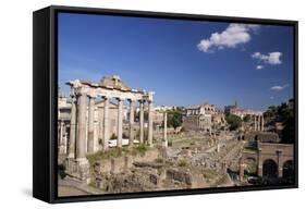 Temple of Saturn and Roman Forum, UNESCO World Heritage Site, Rome, Lazio, Italy, Europe-Peter-Framed Stretched Canvas