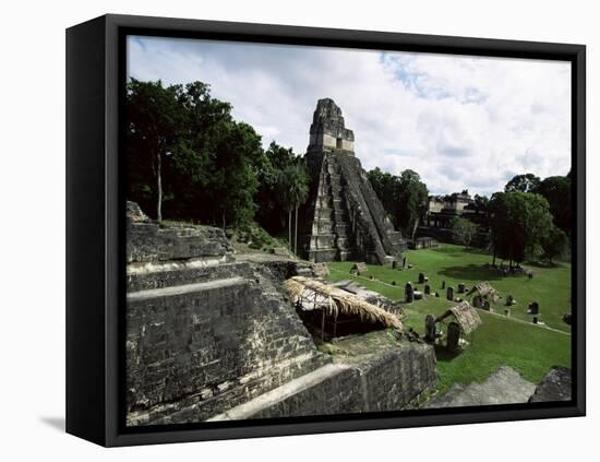 Temple of the Great Jaguar in the Grand Plaza, Mayan Ruins, Tikal, Peten-Robert Francis-Framed Stretched Canvas