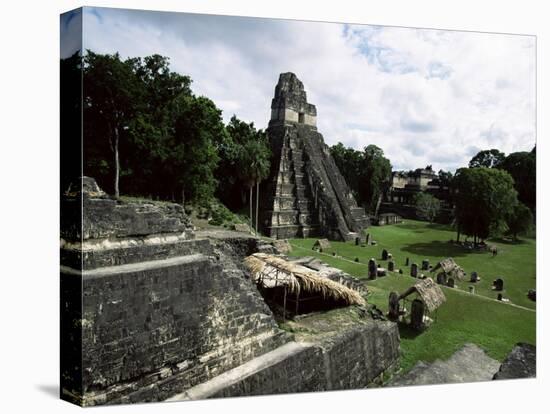 Temple of the Great Jaguar in the Grand Plaza, Mayan Ruins, Tikal, Peten-Robert Francis-Stretched Canvas