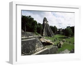 Temple of the Great Jaguar in the Grand Plaza, Mayan Ruins, Tikal, Peten-Robert Francis-Framed Photographic Print