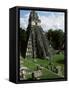 Temple of the Great Jaguar in the Grand Plaza, Mayan Ruins, Tikal, Peten-Robert Francis-Framed Stretched Canvas