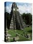 Temple of the Great Jaguar in the Grand Plaza, Mayan Ruins, Tikal, Peten-Robert Francis-Stretched Canvas