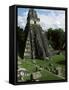 Temple of the Great Jaguar in the Grand Plaza, Mayan Ruins, Tikal, Peten-Robert Francis-Framed Stretched Canvas