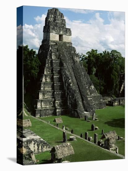 Temple of the Great Jaguar in the Grand Plaza, Mayan Ruins, Tikal, Peten-Robert Francis-Stretched Canvas