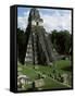 Temple of the Great Jaguar in the Grand Plaza, Mayan Ruins, Tikal, Peten-Robert Francis-Framed Stretched Canvas