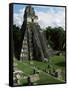 Temple of the Great Jaguar in the Grand Plaza, Mayan Ruins, Tikal, Peten-Robert Francis-Framed Stretched Canvas