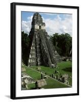 Temple of the Great Jaguar in the Grand Plaza, Mayan Ruins, Tikal, Peten-Robert Francis-Framed Photographic Print