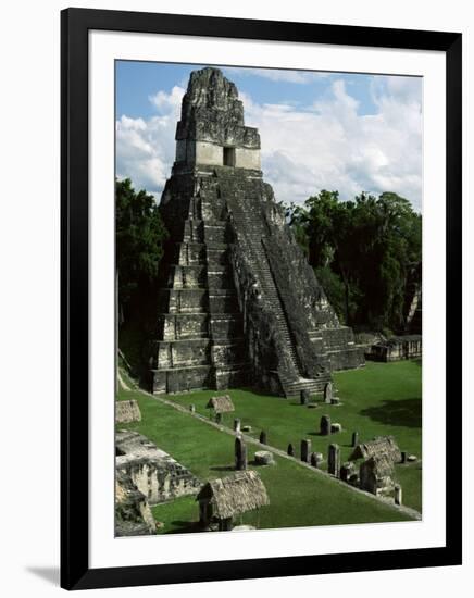 Temple of the Great Jaguar in the Grand Plaza, Mayan Ruins, Tikal, Peten-Robert Francis-Framed Photographic Print