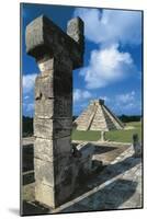 Temple of Warriors, with Pyramid of Kukulkan or El Castillo-null-Mounted Giclee Print
