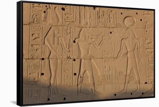 Temple Relief and Hieroglyphics, Karnak, Luxor, Egypt-Peter Adams-Framed Stretched Canvas