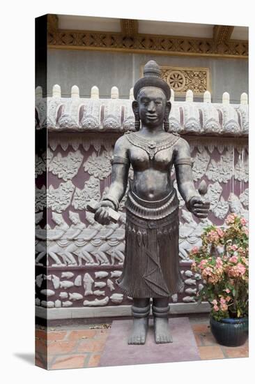 Temple Sculptures at Wat Ounalom Sisowath in Phnom Penh, Cambodia-null-Stretched Canvas