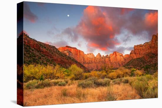 Temple Sunrise & Moon-John Gavrilis-Stretched Canvas